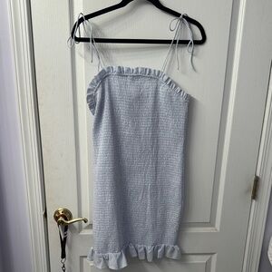 Light Blue Ruffle Trim Dress